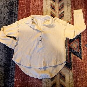 Cream Button-Up Waffle Knit Top